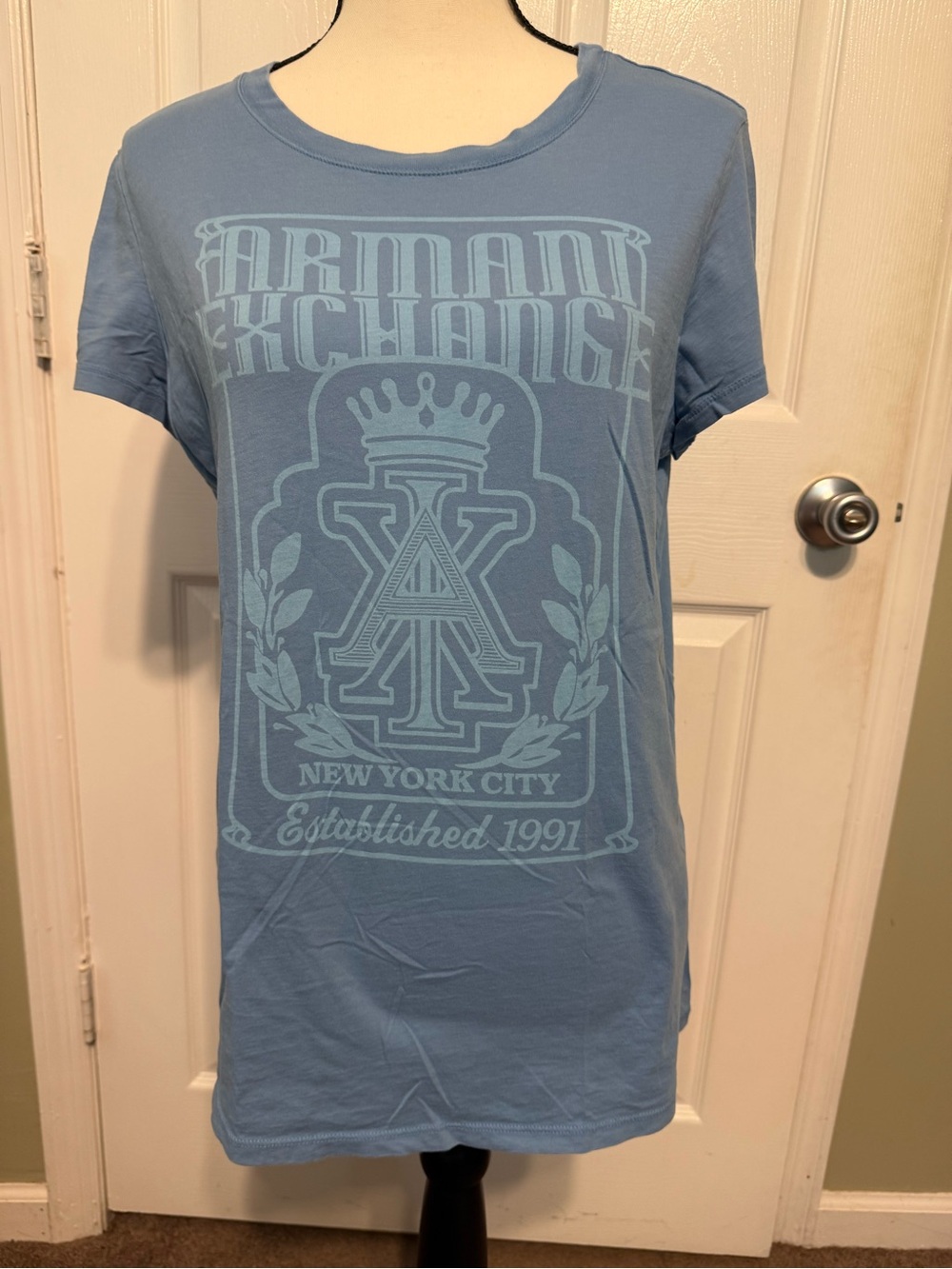 Armani Exchange Sky Blue Graphic Short Sleeve Tee